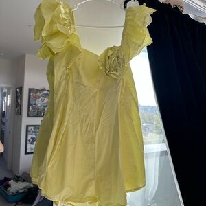 fab'rik Light Yellow Ruffled Romper